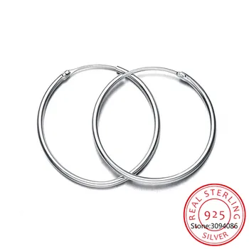 LEKANI Trendy 925 de Bijuterii de Argint Mare Cerc Mare Rotund Hoop Cercei pentru Femei Nuntă Declarație Brincos Pendientes