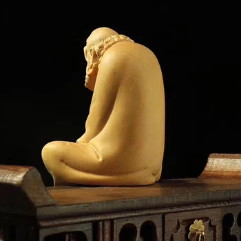 Lemn de meditație mici, statuia lui Bodhidharma strămoș, din lemn masiv, sculptură, artă modernă sculptura, Home decor figurine