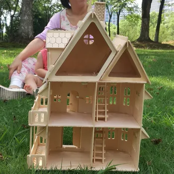 Lemn in miniatura păpuși DIY casa papusa asamblate de Învățământ pretinde joc jucarii Mini Stereo 3D puzzle casa pentru copii fete