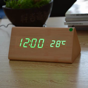 Lemn LED-uri Ceasuri,din Lemn Ceas cu Alarmă Calendar Termometru Pentru Cadou,Sunete de Control Digital Clock & Despertador