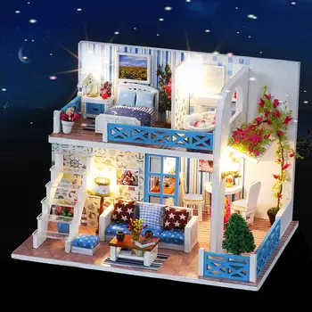 Lemn Miniaturas casă de Păpuși de BRICOLAJ Mobilier Casa Papusa in Miniatura 3D Jucarii Model Kituri de constructie Jucarii Copii, Cadouri de Ziua de nastere Amuzant