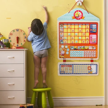Lemn Obiceiuri Magnetic Recompensa Activitatea Responsabilitatea Graficul Calendaristic Copii Program de Educație pentru Copii Calendar Timp de Jucărie