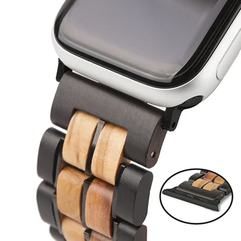 Lemn Trupa Pentru Apple Watch Band Seria 1 2 3 4 Bratari Adaptor 42/38mm Oțel Inoxidabil Moda Brățară montre homme OEM