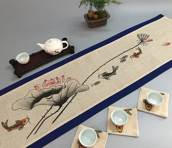 Lenjerie de pat din bumbac Zen-cum ar fi pictura ceai mat pânză de epocă tabelul runner pictura Chineză lenjerie de ceai de masă ceașcă de ceai mat