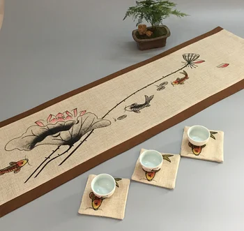 Lenjerie de pat din bumbac Zen-cum ar fi pictura ceai mat pânză de epocă tabelul runner pictura Chineză lenjerie de ceai de masă ceașcă de ceai mat