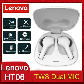 Lenovo HT06 TWS 5.0 Bertone Cip Bluetooth Căști de Decodare Audio Dual de Reducere a Zgomotului MIC Pavilioane Wireless rezistent la apa
