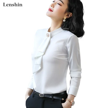 Lenshin Cămăși Albe cu Egalitate pentru Femei Moale si Confortabil Bluza Uzura de Muncă Doamnă Birou de sex Feminin Topuri Camasa stil Liber