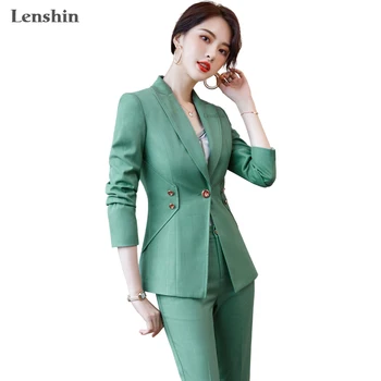 Lenshin de Înaltă calitate de Culoare de Bomboane 2 Bucata Costum Set pentru Femei de Afaceri de Birou Doamnă Uzura de Muncă Formale de Afaceri Carouri Gâfâi Costume