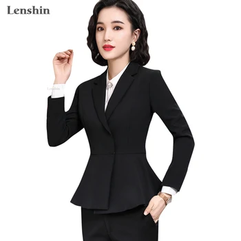 Lenshin Formale Moale de culoare Gri, Pantaloni pentru Femei, Uzura de Muncă de Birou Doamnă de Afaceri Stil de Sacou cu Pantaloni