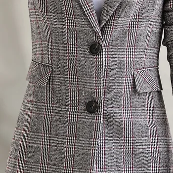 Lenshin Vintage Anglia Stil Carouri Haina cu Buzunare pentru Femei Doi nasturi, Maneci Lungi Sacou Moda Outwear Jacket