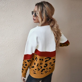 Leopard de Imprimare Pulover Femei Pulover 2020 Moda Toamna Iarna Cald Maneca Lunga Îmbrăcăminte exterioară Topuri Casual T-shirt Pulover Feminin