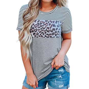 Leopard Panoul De Sus, Maneci Scurte O-Gât Casual Tricou Femei De Vară De Agrement Doamnelor Tricou Topuri Moale T-Shirt Femei Vrac Birou