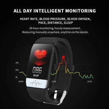 Lerbyee T1 Fitness Tracker Temperatura Corpului ECG Brățară Inteligent Monitor de Ritm Cardiac Ceas Inteligent de Control de Muzică Sport 2020 Bărbați Femei