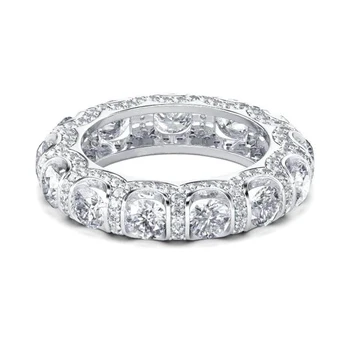 LESF de Lux pentru Femei Inel 4 Ct 5A Zircon Argint 925 Pave Ring Aniversare Inel Inele de Nunta
