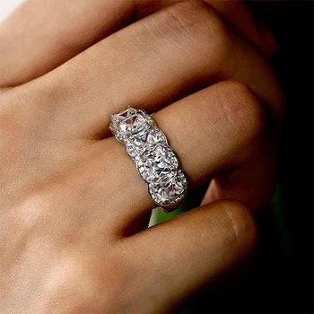 LESF de Lux pentru Femei Inel 5 Ct 5A Zircon Argint 925 Pave Ring Aniversare Inel Inele de Nunta