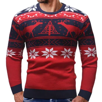 LetsKeep Nou urât crăciun pulover barbati deer tipărite mens pulover pulovere de iarnă O-gât de crăciun, Haine barbati UE, dimensiunea, MA551