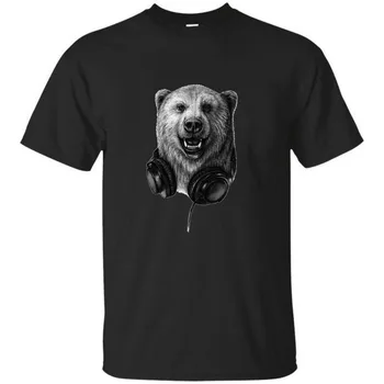 LettBao Bumbac Pentru Bărbați Drăguț Tricou Desene Animate Inima Model Urs Animal Print Tee Topuri Negru Cu Maneci Scurte Amuzante Harajuku T-Shirt