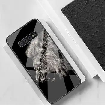 Leu Mascul Alfa Caz Telefon Din Sticla Temperata Pentru Samsung S20 Plus S7 S8 S9 S10 Plus Nota 8 9 10 Plus