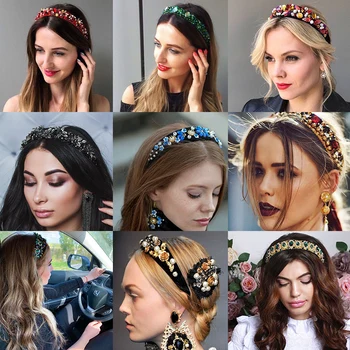 Levao Baroc Crystal Headband Femei Hairband Stras Pătrat De Păr Cerc De Metal Retro Petrecere Bal Bentițe De Păr Accesorii