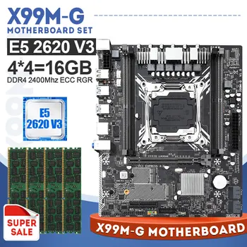 LGA 2011-V3 Placa de baza stabilit X99 Cu 4*4 GB DDR4 2400Mhz REG ECC Memorie și 2620 V3 CPU SATA 3.0 M. 2 NVME SSD, USB 3.0