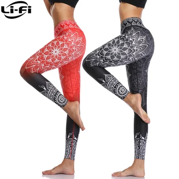 LI-FI, Imprimare de Mare Talie Pantaloni de Yoga de Fitness Yoga Jambiere Antrenament de Funcționare Jambiere Gimnastica Yoga Pantaloni Elastic Slim Sport, Jambiere