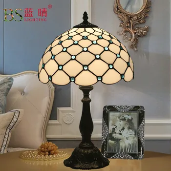Libelula Abajur de Vitralii Tiffany Lampă de Masă Stil Țară Lampă de Noptieră E27 110-240V