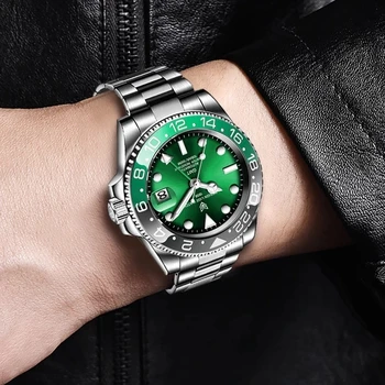 LIGE Brand de Top În 2020 Nouă Bărbați Automat Ceas Sport rezistent la apa Mecanic Ceasuri reloj hombre de Lux din Oțel Inoxidabil GMT Ceas