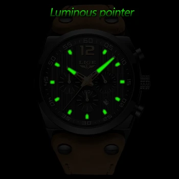 LIGE Bărbați Ceasuri de sex Masculin Impermeabil Ceas Militar Barbati Top Brand de Lux Cronograf Piele Sport Cuarț Ceas de mână relojes hombre