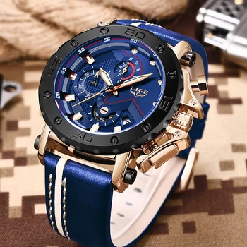 LIGE Mens Ceasuri de Moda Prezent Ceas de Brand de Top de Lux ceas Sport Barbati din Piele Impermeabil Cuarț Ceas Relogio masculino+Cutie