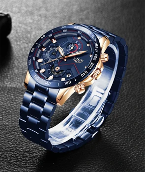 LIGE Noua Moda Albastru Watch Mens Ceasuri de Top de Brand de ceasuri de Lux