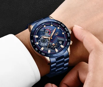 LIGE Noua Moda Albastru Watch Mens Ceasuri de Top de Brand de ceasuri de Lux