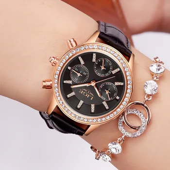 LIGE Top Brand de Lux pentru Femei Ceasuri de Agrement din Piele de moda Cuarț Doamnelor Rochie de Diamant ceas de sex Feminin cadou Relogio Feminino+Cutie