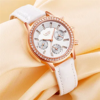 LIGE Top Brand de Lux pentru Femei Ceasuri de Agrement din Piele de moda Cuarț Doamnelor Rochie de Diamant ceas de sex Feminin cadou Relogio Feminino+Cutie