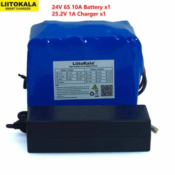 LiitoKala 24V 10Ah 6S5P 18650 Baterie li-ion 25.2 v 10000mAh biciclete electrice motoretă electrică /acumulator+Încărcător de 2A