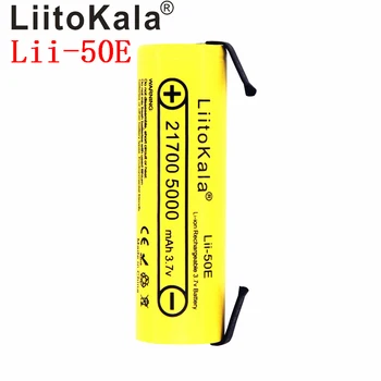 Liitokala Lii-50E 21700 5000 mah li-ni bateria 3.7 v 40a para alta descarga mod/kit 3.7 v 15a putere + diy con