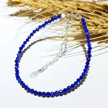 Lily Bijuterii Natural Lapis Lazuli Bratara Argint 925 Bratara reglabila Piatră prețioasă de Bijuterii Cadou pentru Prietenul Birthdat