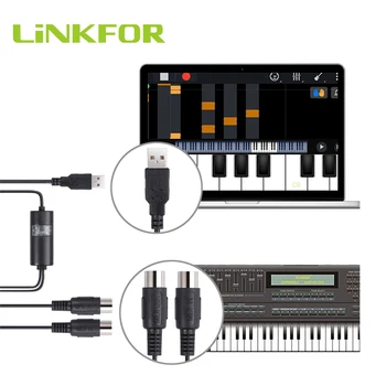LiNKFOR 5-Pin DIN MIDI USB IN-OUT Cablu Convertor pentru Mac, PC, Laptop pentru Muzica de Pian tastatură MIDI to USB IN Cablul de IEȘIRE