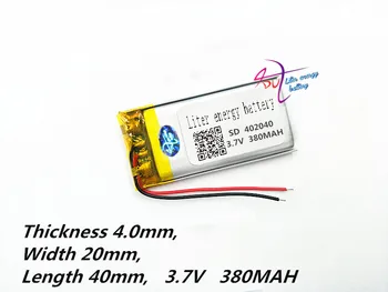 Litiu polimer baterie 402040 042040 3.7 V 380mAh MP3 MP4 Jucărie Bluetooth Tableta polimer baterie