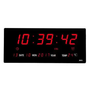 Living 6 cifre led-uri calendar ceas de perete cu termometru oprire timp de ceas de memorie numere mari plugin ceas deșteptător
