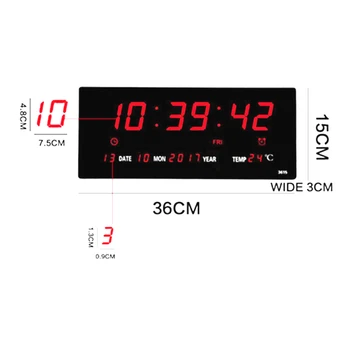 Living 6 cifre led-uri calendar ceas de perete cu termometru oprire timp de ceas de memorie numere mari plugin ceas deșteptător