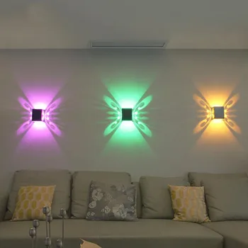 Living Modern LED lămpi de Perete din Aluminiu Fluture Perete Lumina 3W RGB KTV Decor lumini de Perete de Iluminat Acasă