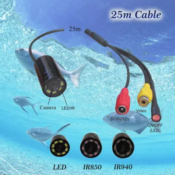 Livrare gratuita 90 De Grade Mini Subacvatice, Pește Finder Impermeabil Video Camera de Securitate Cu 8 Lămpi cu LED-uri