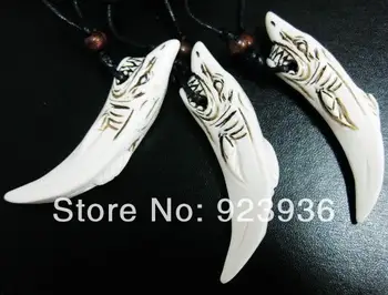 LIVRARE GRATUITA o Mulțime 10 buc MÎNA - TIBET Faux bărbați rece tibet rechin alb design iac os sculptat magic pandantiv&colier