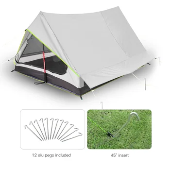 Lixada Ultralight 2 Persoane, Ușă Dublă, Plasă de Cort Adapost Perfect pentru Camping, Backpacking și Prin Creșteri de Corturi de Camping în aer liber