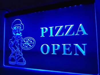 LM127 - Pizza DESCHIDE Cafenea Magazinul LED-uri Lumina de Neon Semn decor acasă meserii