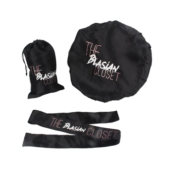 Logo-ul personalizat de imprimare premium virgin extensie de păr pachete de ambalare satin saci de folie banda de somn proteja capacul capotei
