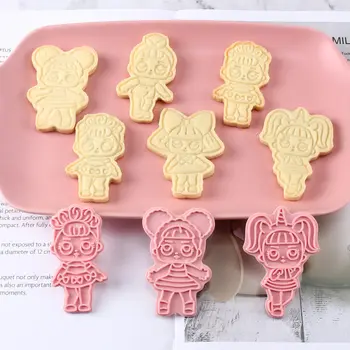 LOL Surpriză Papusa 6piese Set de Tăietori Cookie Desene animate 3d Biscuit din material Plastic Mucegai Apăsarea Distractiv de Copt Instrumente de Bucătărie Consumabile 5