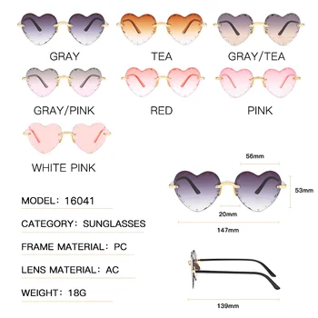 LongKeeper Inima în Formă de ochelari de Soare pentru Femei de Moda fără ramă cu Diamante Ochelari de Soare Drăguț Gradient Nuante UV400 Okulary