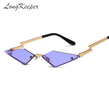 LongKeeper Noua Moda fără ramă Punk ochelari de Soare Femei 2020 Metal Fara rama Tendință Ochi de Pisică Mică Oglindă Ochelari de Soare UV400