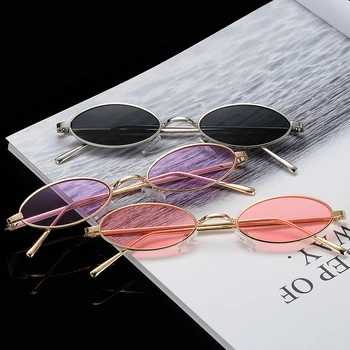 LongKeeper Vintage Oval Mic ochelari de Soare Femei Sexy Brand Designer de Ochelari de Soare Retro Cadru Metalic Shades Ochelari de gafas de sol